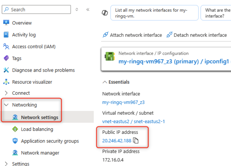 Public IP Address for Azure and RingQ